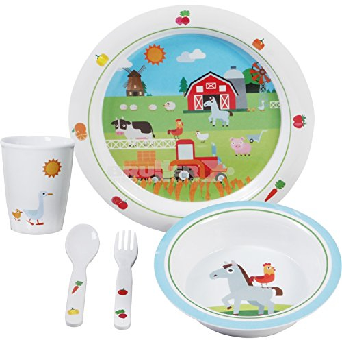 Brunner Melamin Kinder Geschirr Campinggeschirr Farm Boy 5tlg Antislip