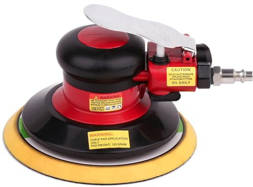 Professional Air Random Orbital Palm Sander, Dual Action Pneumatic Sander, Low Vibration, Heavy Duty … (6 inch)