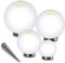 Lámpara solar Nassau, juego de 4 lámparas de bola de plástico blanco, Ø 15, 20, 25 y 30 cm con pica de tierra, con interruptor de encendido/apagado, lámparas solares con interruptor crepuscular