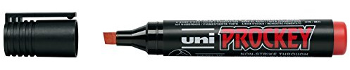 Faber-Castell 159021 Flipchartmarker UNI Prockey PM-126 - wasserfest, rot, 3-6mm, Keilspitze