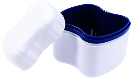 Healifty Zahnprothesendose Kieferorthopädische Prothese Teeth Aufbewahrungsbox mit Hängenden Netz (Blau)