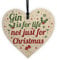 RED OCEAN Novelty Gin Gift Funny Christmas Tree Bauble Decoration Wooden Heart Secret Santa Gifts