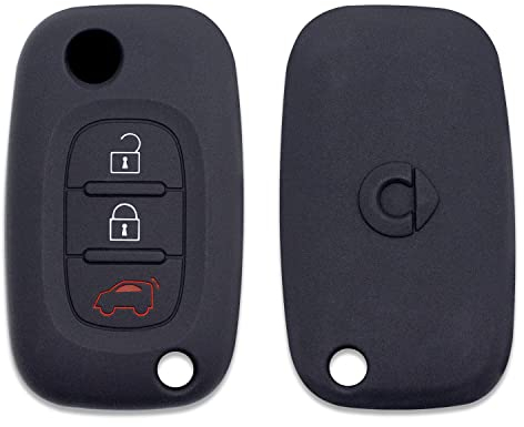 [Portachiave] Guscio Cover Chiave in Silicone per Telecomando Auto Smart Mercedes Benza 3 tasti (vedere compatibilità nelle foto) ForTwo ForFour Serie 453 (NERO)