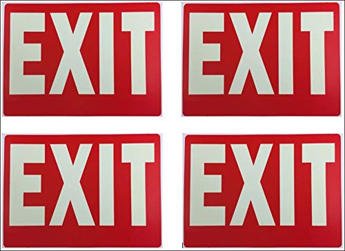 Exit-Schild, leuchtet im Dunkeln, 30,5 x 20,3 cm, nachleuchtend von natraco (4 Stück)