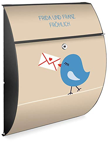 Burg Wächter Design Briefkasten | Modell Riviera 46cmx33,5cmx13cm groß | verzinkter Stahl Anthrazit | Postkasten mit Öffnungsstopp, großer A4 Einwurf, Zylinderschloss, 2 Schlüssel | M10346