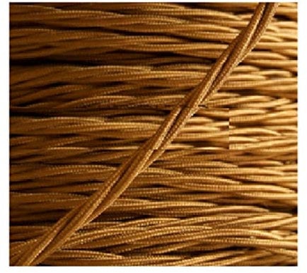 K M Electronics® Twisted Braided Antique Vintage Fabric Lighting Cable Wire 3 CORE 0.75MM Gold