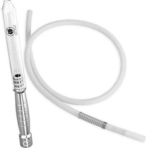 DILAW® Shisha Glas- Alu Mundstück Glasundstück + Silikonschlauch Kombinierbar mit Allen Handelsüblichen Schläuchen Silber