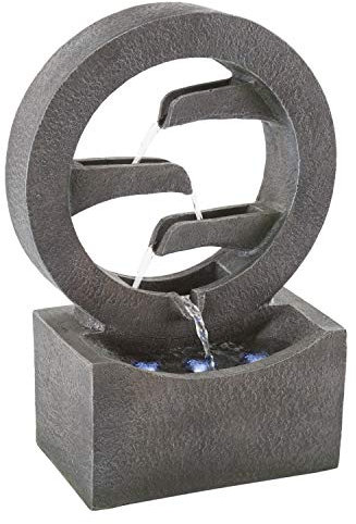 Pure Garden Outdoor Water Fountain - 4 Tier Polyresin Water Fountain Outdoor with LED Lights - 18.5in Decorative Water Feature for Outdoor Decor