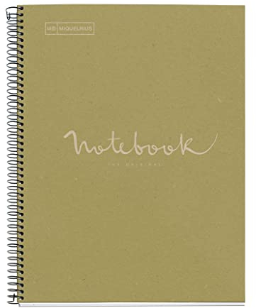 Miquelrius - Notebook Emotions Notizbuch 100 % Recycelt, 1 Streifen, A4, 80 Kariert, 5 Mm, Papier 80 G, 4 Bohrungen, Kartoneinband, Grün