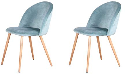 EGOONM Juego de 2 Sillas de Comedor de Terciopelo, Sillas de Cocina Tapizadas con Patas de Metal para Comedor, Sala de Estar, Dormitorio, Oficina, Verde