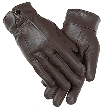 Damen Lederhandschuhe, extra weich und warm, wasserdichte Handschuhe für Damen, braun, L-XL