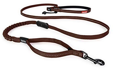 EzyDog Jogging Hundeleine für Kleine und Mittelgroße Hunde - Joggingleine Road Runner LITE 210cm - Leine zum Joggen mit Hund, Reflektierende, Elastische mit Bungee Ruckdämpfer (12mm, Schokolade)