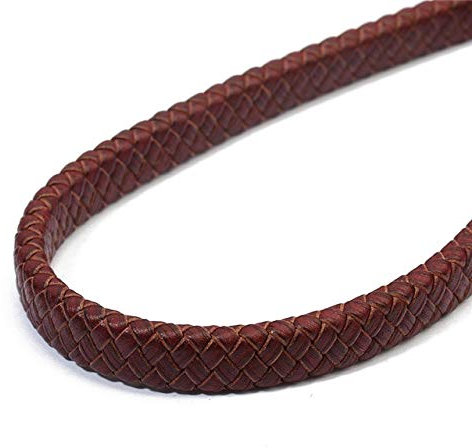 YEZINB 1 Yard/lot Largeur 10mm 12mm tressé en Cuir véritable Cordon Bracelet résultats Plat en Cuir Corde Fil pour la Fabrication de Bijoux à bricoler soi-même