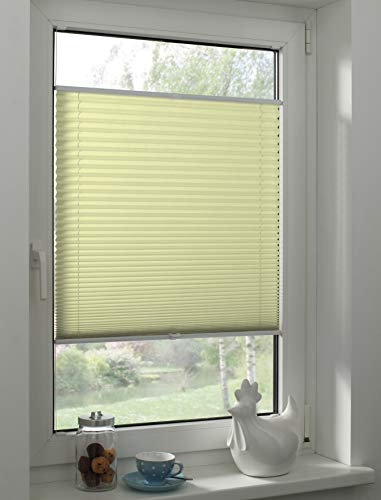 Sunpro24 Plissee auf Maß, Blickdichtes Faltrollo, Klemm-Montage, Sonnenschutzrollo, (B) 121-130 x (H) 111-120 cm, Creme