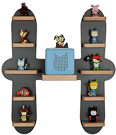 MR TEDDY BEAR Kinderregal Buchstabe H | Holzregal für Toniebox und Tonies | Tonie-Regal hergestellt in der EU | Wandregal zum Spielen und Sammeln | Für Mädchen und Jungen | im H Design in Anthrazit