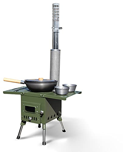 Poêle de tente de camping, poêle à bois de tente portable avec tuyau de cheminée Poêle à bois extérieur pour tentes de voyage, abris et camping