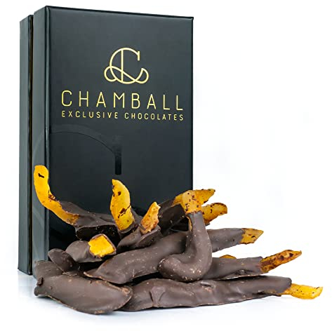 Caja Chamball Orange. Chocolate artesanal, esta combinación de chocolate negro con naranja confitada, es un verdadero placer para el paladar de los más exigentes.