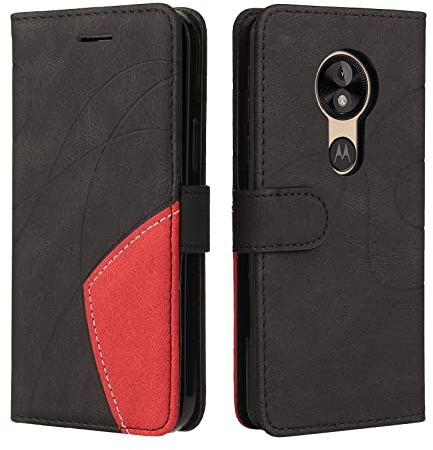 Fatcatparadise Coque pour Motorola Moto E5 / G6 Play, Etui en Cuir PU Portefeuille Housse Fermeture Magnétique und Flip Protection Case avec Antichoc TPU, Etui à Rabat, Fentes pour Cartes (Le Noir)