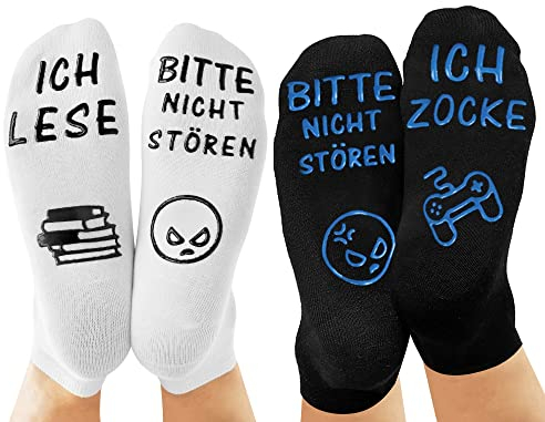 ANOITON Lustige Socken, Geschenke 2025 Gaming Socken Mit Spruch ICH ZOCKE Bitte Nicht Stören Gamer Geschenk für Damen Herren Spieler Ostergeschenke für Teenager