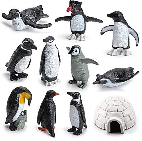 JAWSEU Pinguin Figur, 11 Stück Polar Arctic Tierfiguren, Pinguin Figur Modell Spielzeug Pädagogisches Spielzeug für Kinder, Dekofigur Lernspielzeug Desktop Ornament