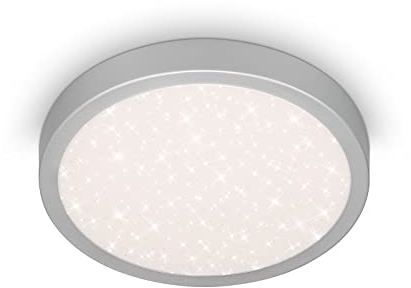 BRILONER - LED Deckenlampe Bad mit Sternenhimmel, IP44 Spritzwasserschutz, neutralweiße Lichtfarbe, LED Deckenleuchte, Lampe, Badlampe, Badezimmerlampe, Feuchtraumleuchte, 28x4 cm, Silberfarbig