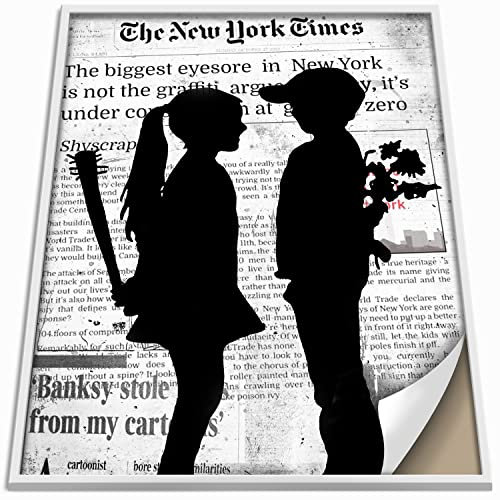 Boikal Collection Banksy Bilder ohne Rahmen Wandbilder XXL Poster Set - Boy Meets Girl - 1-teilig, 40 x 60 cm - A2