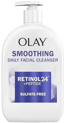 Olay Face Wash Daily Facial Cleanser with Retinol, Peptides and Glycerin, Smoothing and Hydrating Anti Aging Face Wash, Sulfate Free Cream Cleanser for Mature Skin, Daily Use, 16 Oz