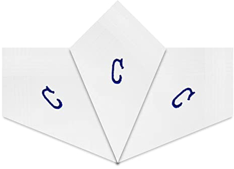 Warwick & Vance Taschentücher für Herren und Herren, Satin, mit blauen gestickten Initialen, 3 Stück, C, 40cm x 40cm