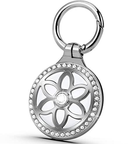 Apple Airtag Schlüsselanhänger - ONEONTA AirTag Hülle mit Schlüsselanhänger - Funkelnd Air Tag Hülle für Apple Airtag Anhänger, Ganzkörper Kratzfest, Silber