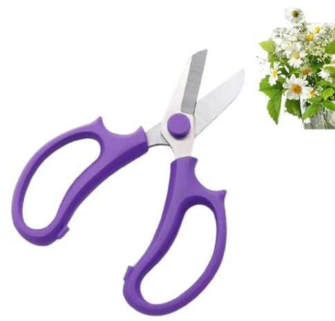 Forbici Giardinaggio Piccolo, 16,8x10x1,5 Cm Forbici Cesoie da Potatura a Cricchetto per Giardinaggio Acciaio Inox per Siepi Giardini, Negozio di Fiori Pianta Alberi(Viola)