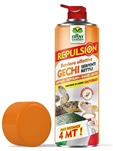 Albagarden - Repellente per Gechi Serpenti e Rettili - Effetto IMMEDIATO - Barriera Vegetale Olfattiva Disabituante per Lucertole E Serpenti - Senza Veleno E Ultrasuoni - Spray Gas 600 Ml