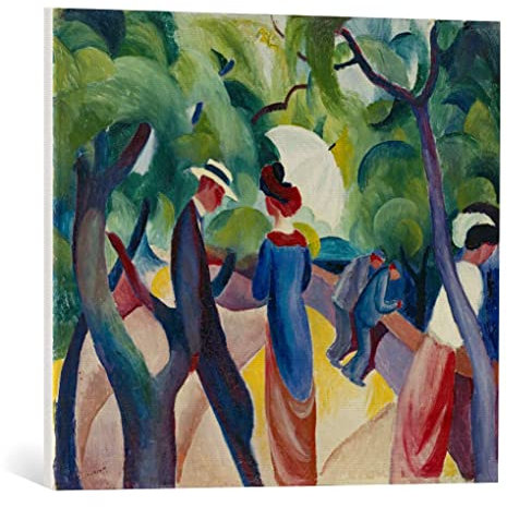 kunst für alle Leinwandbild: August Macke Promenade - hochwertiger Druck, Leinwand auf Keilrahmen, Bild fertig zum Aufhängen, 65x60 cm