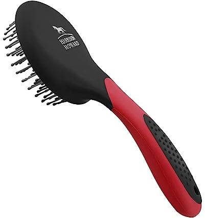 Harrison Howard Horse Mane and Tail Brush Horse Professional Grooming Brush Equestrian Detangler Non-Slip Brush Red