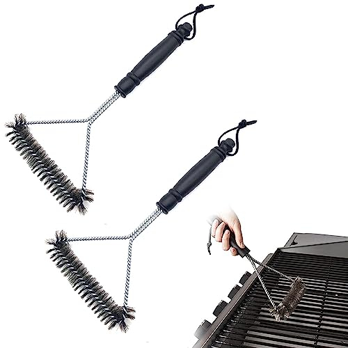 2 Stück Grillbürste Dreieckig,Grillrost Bürste,Grillbürste,Grill Reinigungsbürste,Grillbürste Edelstahl,Für Gasgrill,Holzkohlegrill,Kugelgrill, Elektrogrill Und Grillrost