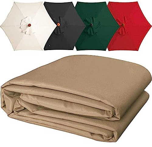 CALMR Sonnenschirm Ersatzbezug 2m 2.7m 3m 6Streben, UV-Schutz Ampelschirm Bezug, Wasserdicht Schirmbezug Sonnenschirm Ersatzteile für Balkon, Garten, Pool und Strand,Brown-3m-6Arms