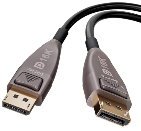 CHENLENIC Displayport 16K Fiber Optic Cable, DisplayPort 2.0 2.1, Supports 80Gbps, 16K@60Hz, 8K@120Hz, 4K@240Hz 165Hz 144Hz, 2K@360Hz, Cord for Gaming Monitor (DP16K-10m)