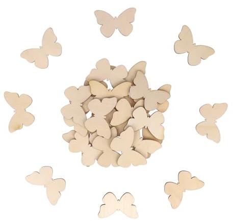 ENLACE 30 Stück Holz Schmetterling Scheiben, DIY Holzscheiben Deko, Holz Schmetterling zum Bemalen, Schmetterlinge Holzplättchen für Bemalen, Dekorieren, Geschenk, DIY Basteln, Scrapbooking