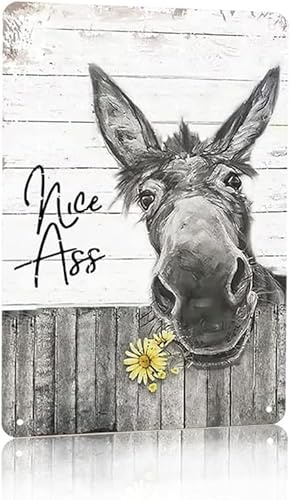 Funny Donkey Sunflower Nice Ass Vintage Metal Tin Sign Retro Wall Decor for Home Bathroom Restroom Washroom Toilet Decor 6x8 Inch
