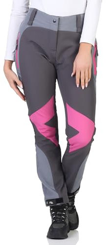 Rock Creek Damen Softshellhose Outdoor Hosen Wanderhose Sporthose Regenhose Damenhosen Outdoorhose Wasserdicht Taschen Softshell Hosen D-484 Dunkelgrau M