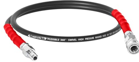 YETIANICAL Connecteur de bobine de tuyau de nettoyeur haute pression – 3 m, tuyau tressé en fil d'acier de 1,9 cm pour eau chaude et froide, 5 000 PSI