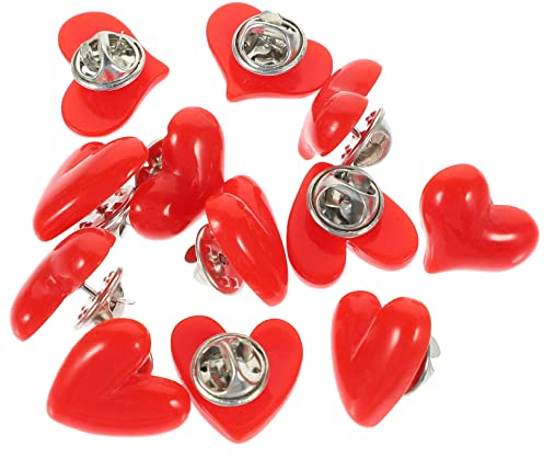 WRITWAA 12 Pièces Rouge Coeur Broche Écharpe Broche Broche Coeur Broche Anniversaire Pour Les Femmes Broche Esthétique Coeur Broche Broche Coeur Épinglette Pour Vêtements Broches