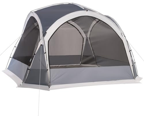 Outsunny Tente de Camping dôme familiale pour 6-8 Personnes avec 4 Portes en Filet zippées, Tissu Oxford Amovible, Crochet pour Lampe, Sac de Transport dim. 350L x 350l x 230H cm - Blanc et Gris