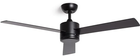 TECHBREY - Ventilador de Techo Silencioso DC | 6 Velocidades | Función Verano/Invierno | Ahorro Energético | Mando a Distancia, Negro, Sin Luz, Metal