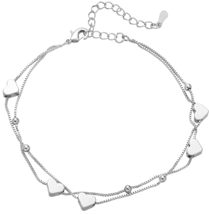 Emibele Herz-Kettenarmband für Frauen und Mädchen, Schlangenarmband Damen Herz-Armband, Damen Kettenarmband für Partys Geburtstag Valentinstag Muttertag, Silber