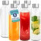 HEFTMAN Lot de 6 bouteilles en verre vides avec couvercles, hermétiques, étanches et étanches en acier inoxydable – Bouteilles d'eau, smoothies, jus de fruits pour le travail, la salle de sport, la