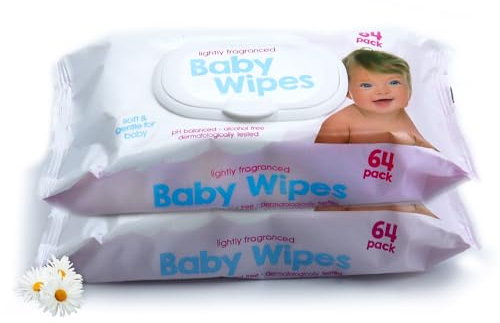 144pcs Baby Wipes - Enriched with Aloe Vera and Chamomile, Dermatology Tested, pH Balanced, Soft and Gentle