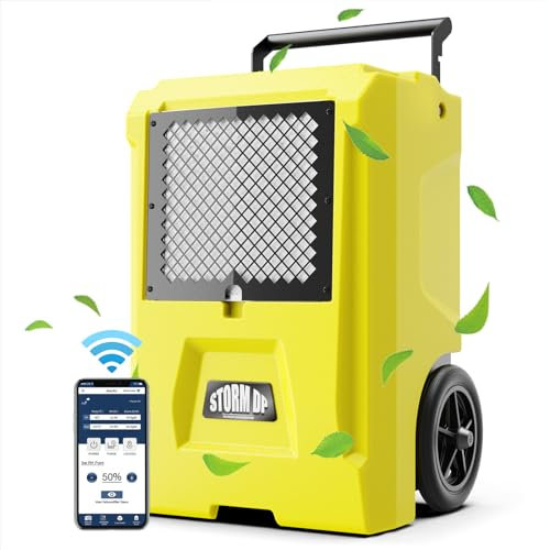ALORAIR 48L Commercial Dehumidifiers APP Control Basement Dehumidifier Up to 1300 Sq.Ft Dehumidifier with Drain Hose for Garage,Basements, Flood Repair Yellow