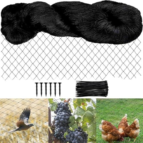 TOOSOAR Filet Anti Oiseaux (30mx15m),Filet de 25mm,vec Crochet de Terre & Attache-Câble,Réutilisable,pour Clôture à Poules, Filet pour Volière,Filet pour étang