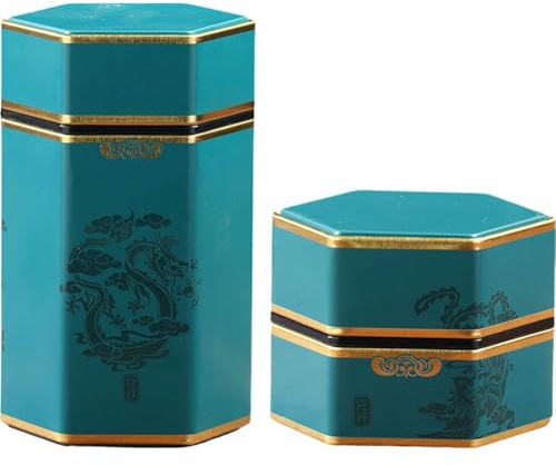 Ymxygz 2pcs/set Vintage Hexagonal Tea Storage Pot Chinese Style Empty Can Tea Set Portable Tea Box Retro Tea Storage Containers