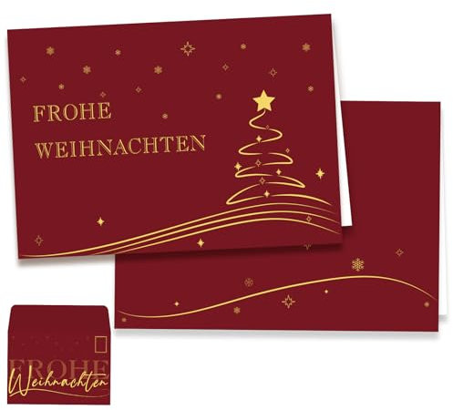 Weihnachtskarten mit Umschlag 12er Set, Christmas Cards, Weihnachtspostkarten Klappkarten, Weihnachtsgrußkarten ür deine Weihnachtsgruß, Postkarten Weihnachten Karte mit Umschlägen, Merry Christmas